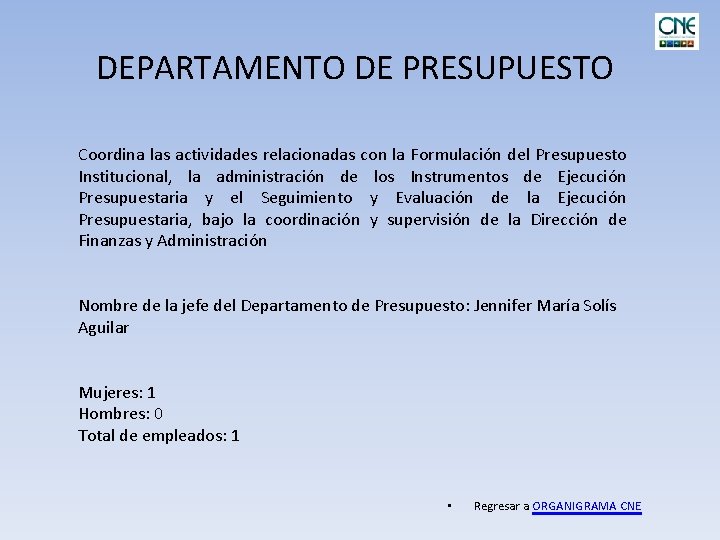 DEPARTAMENTO DE PRESUPUESTO Coordina las actividades relacionadas con la Formulación del Presupuesto Institucional, la