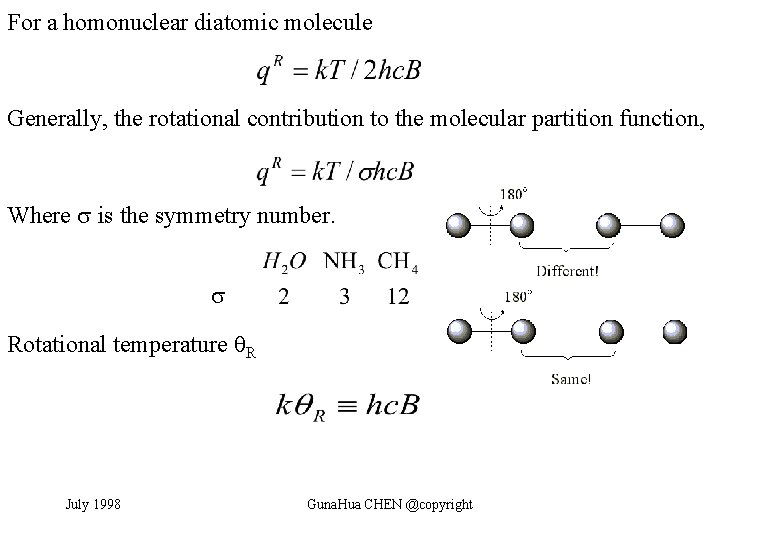 For a homonuclear diatomic molecule Generally, the rotational contribution to the molecular partition function,