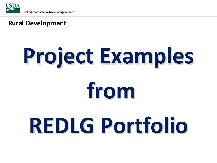 Rural Development Project Examples from REDLG Portfolio 