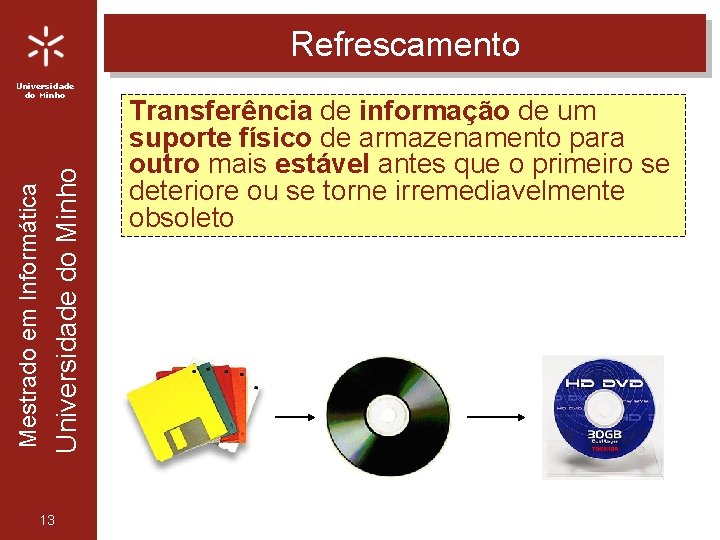 Refrescamento Universidade do Minho Mestrado em Informática Universidade do Minho 13 Transferência de informação