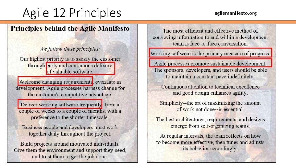 Agile 12 Principles agilemanifesto. org 