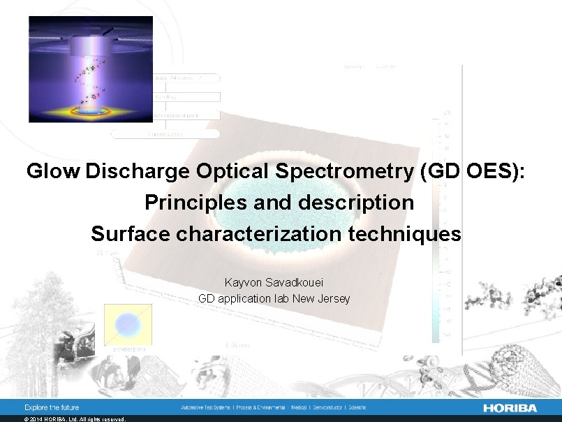 Glow Discharge Optical Spectrometry (GD OES): Principles and description Surface characterization techniques Kayvon Savadkouei