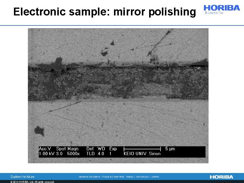 Electronic sample: mirror polishing © 2014 HORIBA, Ltd. All rights reserved. 