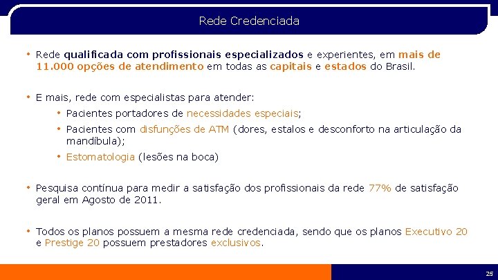 Rede Credenciada • Rede qualificada com profissionais especializados e experientes, em mais de 11.