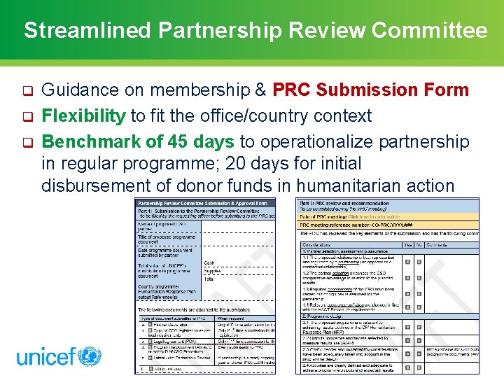 Streamlined Partnership Review Committee q q q Guidance on membership & PRC Submission Form
