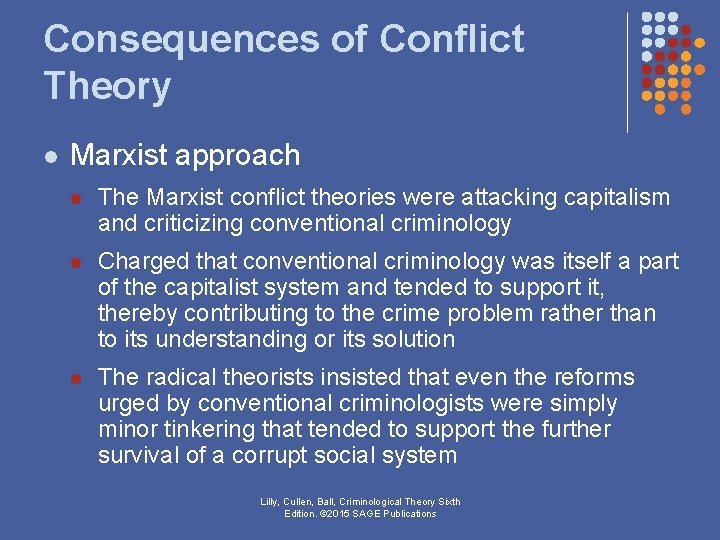 Consequences of Conflict Theory l Marxist approach l The Marxist conflict theories were attacking Consequences of Conflict Theory l Marxist approach l The Marxist conflict theories were attacking