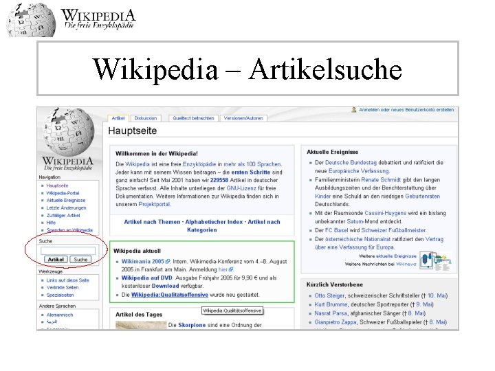 Wikipedia – Artikelsuche 