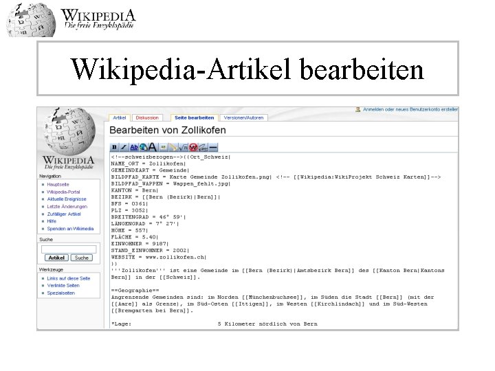 Wikipedia-Artikel bearbeiten 