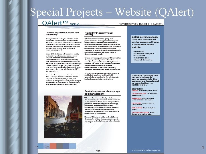 Special Projects – Website (QAlert) 12/3/2020 City Council Meeting 4 