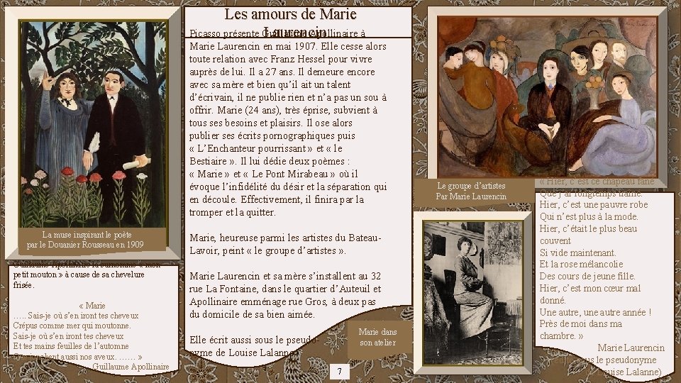 Les amours de Marie Picasso présente Guillaume Apollinaire à Laurencin Marie Laurencin en mai