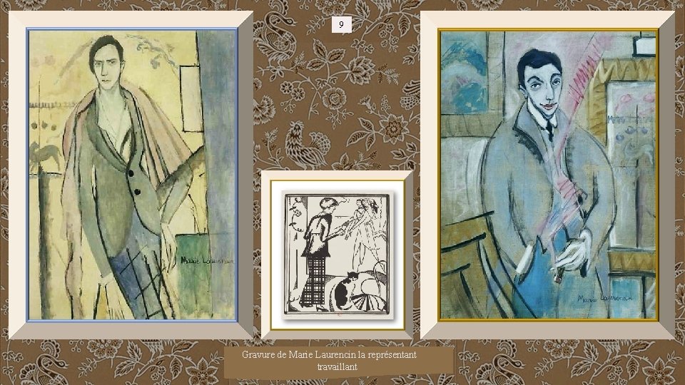 9 Gravure de Marie Laurencin la représentant travaillant 