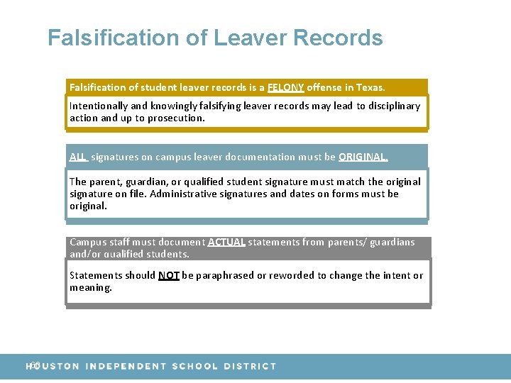 Falsification of Leaver Records Falsification of student leaver records is a FELONY offense in