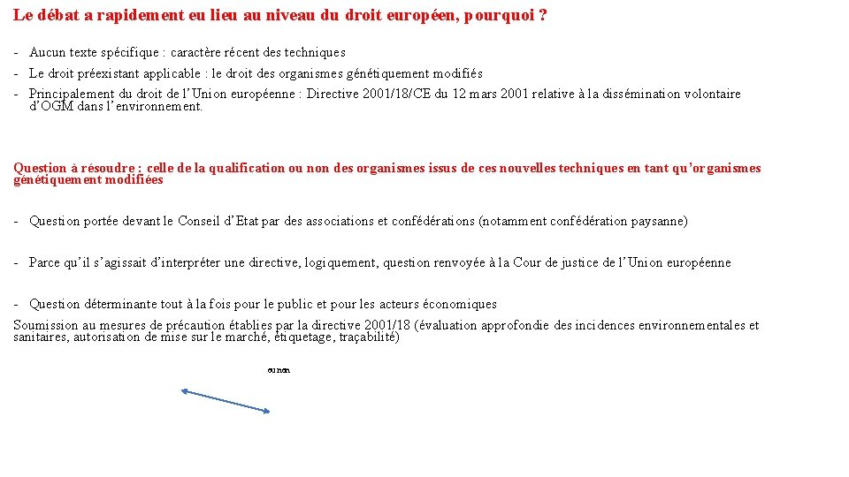 Le débat a rapidement eu lieu au niveau du droit européen, pourquoi ? -