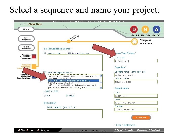 Select a sequence and name your project: 