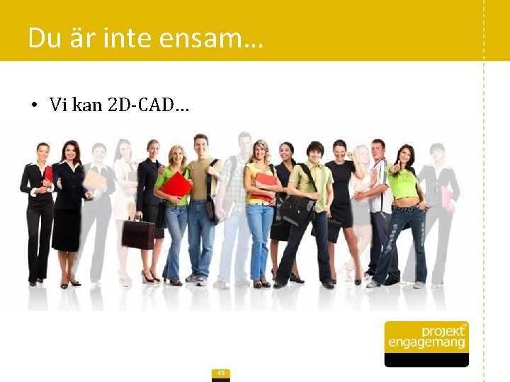 Du är inte ensam… • Vi kan 2 D-CAD… 45 