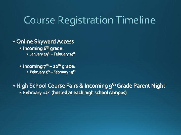 Course Registration Timeline 