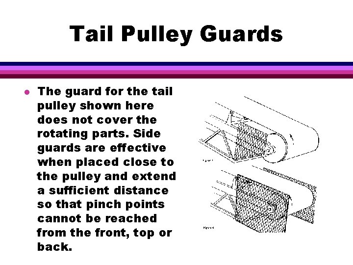 Tail Pulley Guards l The guard for the tail pulley shown here does not
