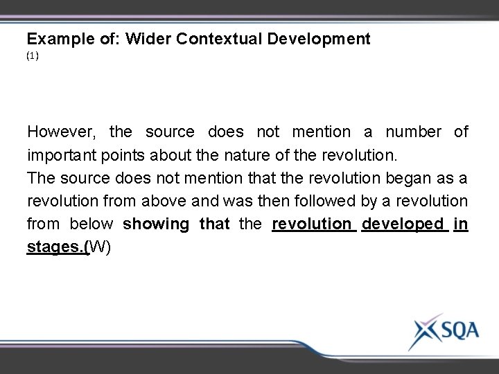 Example of: Wider Contextual Development (1) However, the source does not mention a number Example of: Wider Contextual Development (1) However, the source does not mention a number