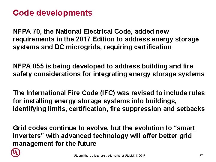 Code developments NFPA 70, the National Electrical Code, added new requirements in the 2017 Code developments NFPA 70, the National Electrical Code, added new requirements in the 2017
