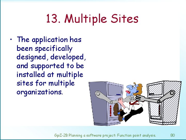 13. Multiple Sites • The application has been specifically designed, developed, and supported to