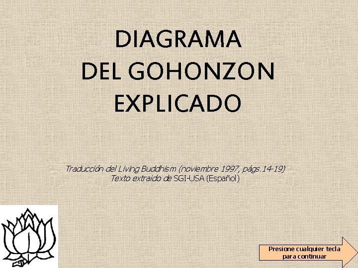 DIAGRAMA DEL GOHONZON EXPLICADO Traducción del Living Buddhism (noviembre 1997, págs. 14 -19) Texto