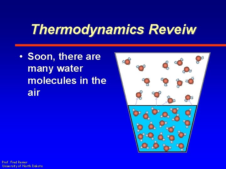 Thermodynamics Reveiw • Soon, there are many water molecules in the air Prof. Fred