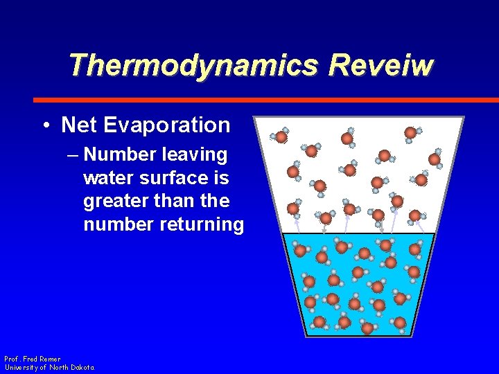 Thermodynamics Reveiw • Net Evaporation – Number leaving water surface is greater than the