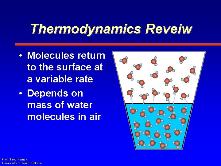 Thermodynamics Reveiw • Molecules return to the surface at a variable rate • Depends