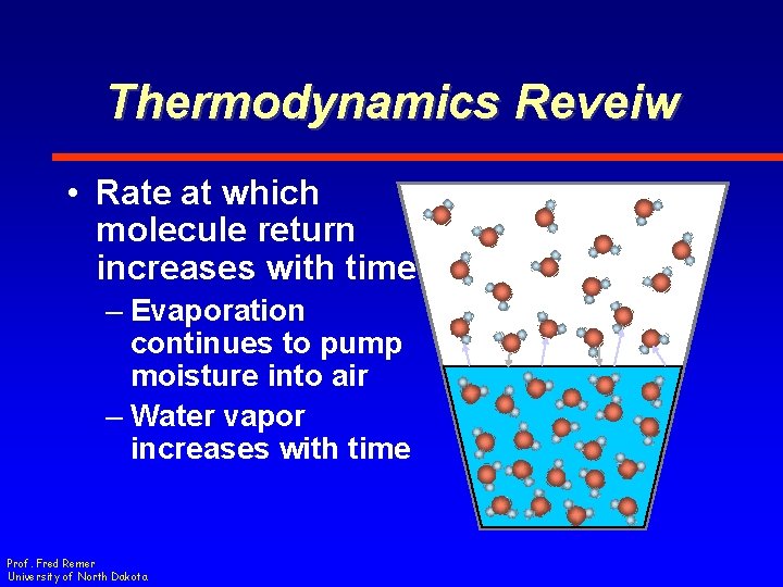 Thermodynamics Reveiw • Rate at which molecule return increases with time – Evaporation continues