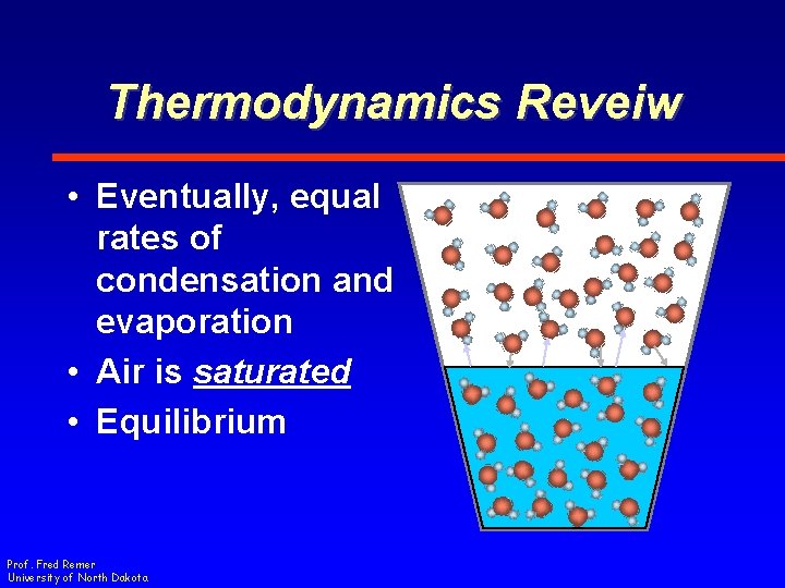 Thermodynamics Reveiw • Eventually, equal rates of condensation and evaporation • Air is saturated