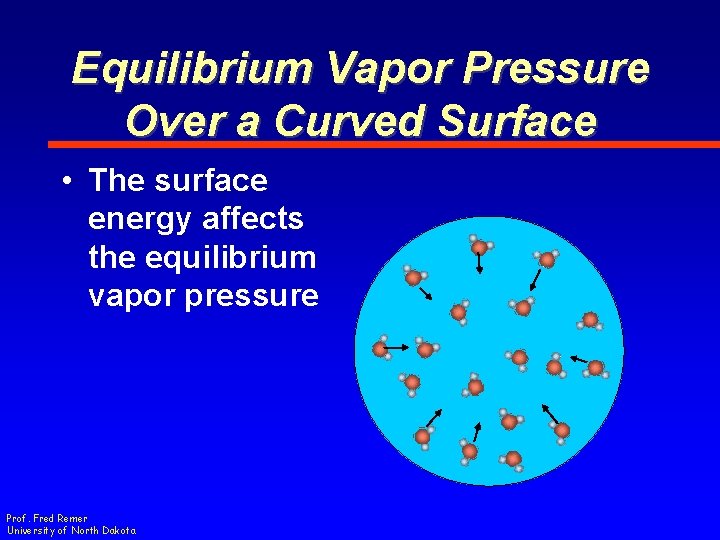 Equilibrium Vapor Pressure Over a Curved Surface • The surface energy affects the equilibrium