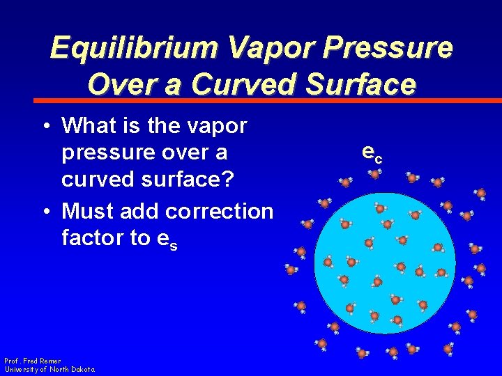 Equilibrium Vapor Pressure Over a Curved Surface • What is the vapor pressure over