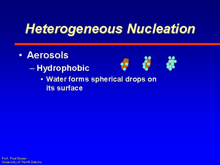 Heterogeneous Nucleation • Aerosols – Hydrophobic • Water forms spherical drops on its surface