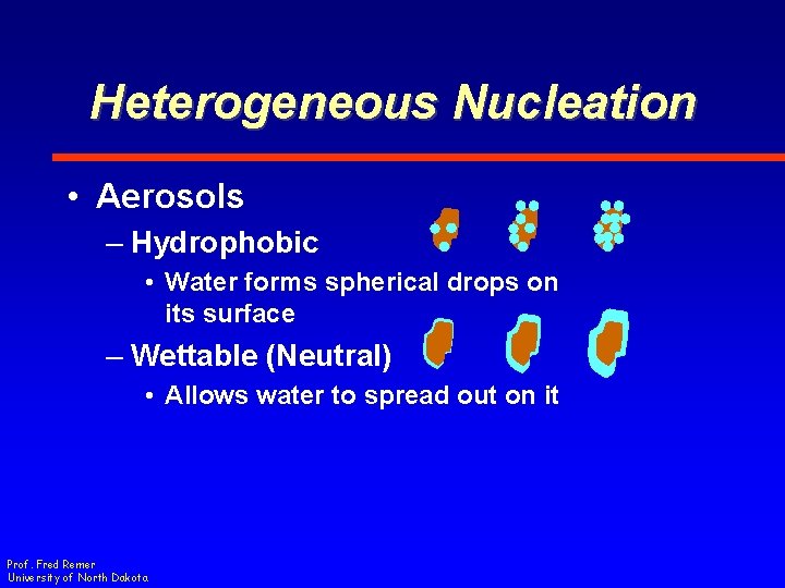 Heterogeneous Nucleation • Aerosols – Hydrophobic • Water forms spherical drops on its surface