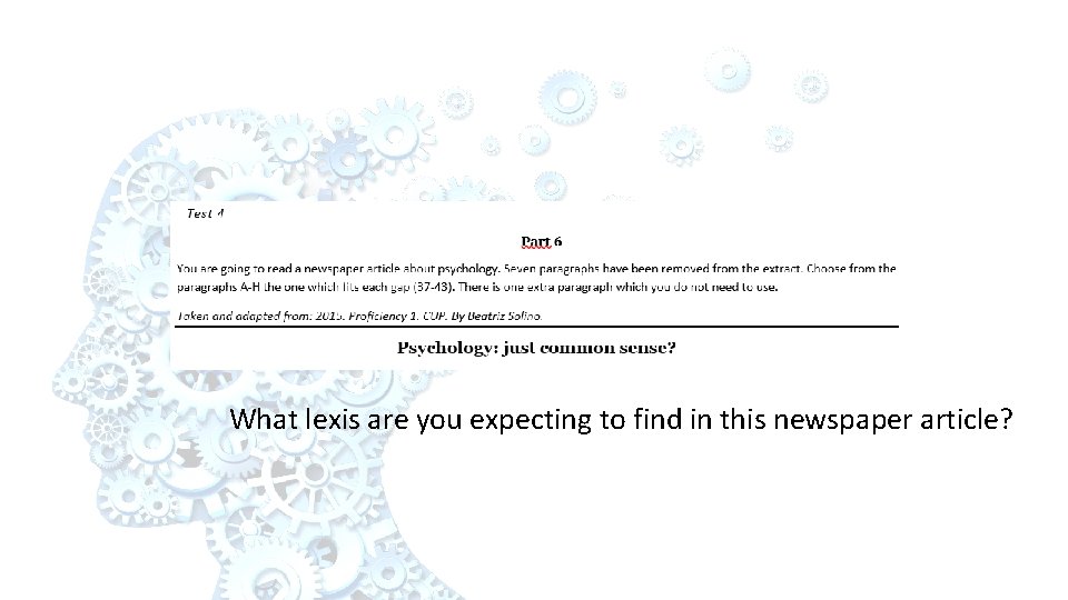 What lexis are you expecting to find in this newspaper article? 