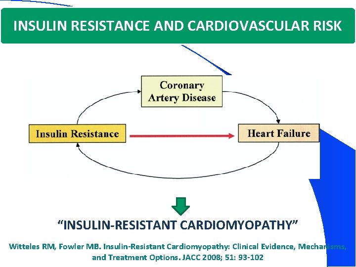 INSULIN RESISTANCE AND CARDIOVASCULAR RISK “INSULIN-RESISTANT CARDIOMYOPATHY” Witteles RM, Fowler MB. Insulin-Resistant Cardiomyopathy: Clinical