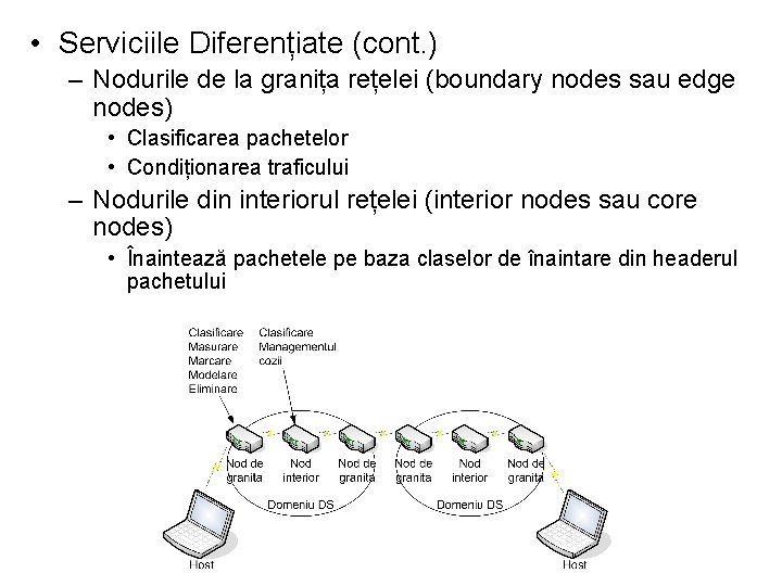  • Serviciile Diferențiate (cont. ) – Nodurile de la granița rețelei (boundary nodes