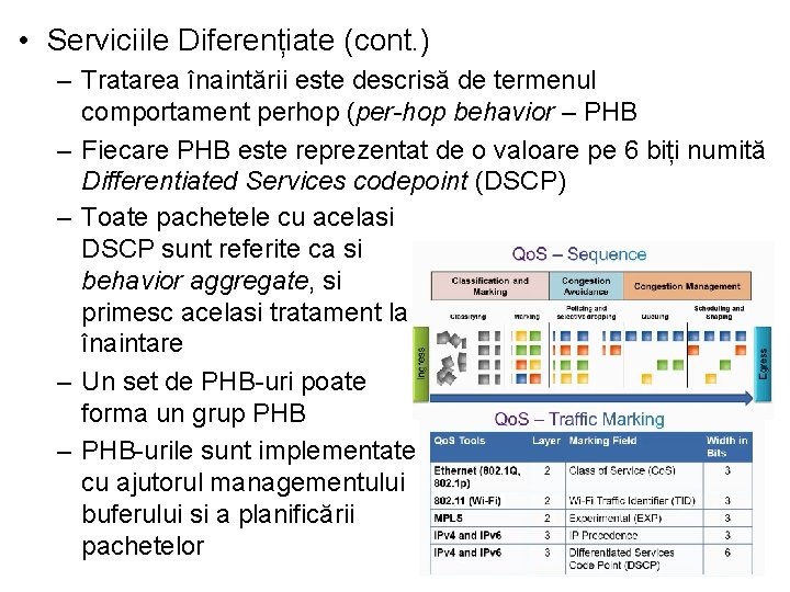  • Serviciile Diferențiate (cont. ) – Tratarea înaintării este descrisă de termenul comportament