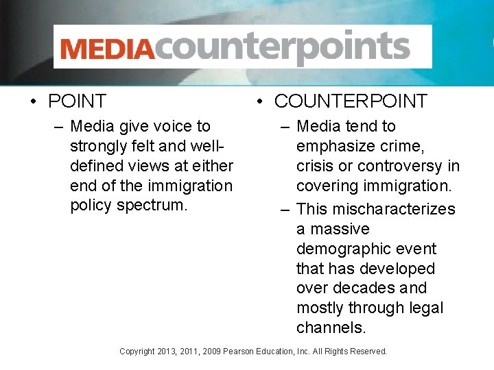 • POINT • COUNTERPOINT – Media give voice to strongly felt and welldefined • POINT • COUNTERPOINT – Media give voice to strongly felt and welldefined