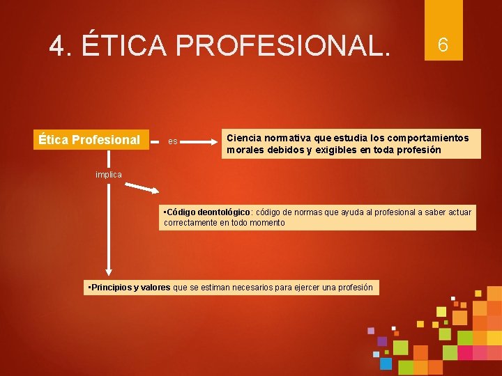 4. ÉTICA PROFESIONAL. Ética Profesional es 6 Ciencia normativa que estudia los comportamientos morales