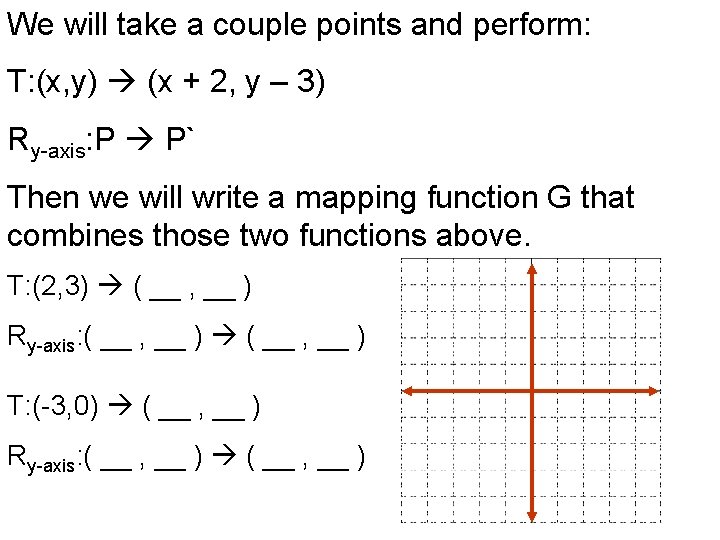 We will take a couple points and perform: T: (x, y) (x + 2,