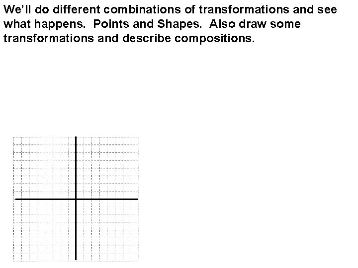 We’ll do different combinations of transformations and see what happens. Points and Shapes. Also