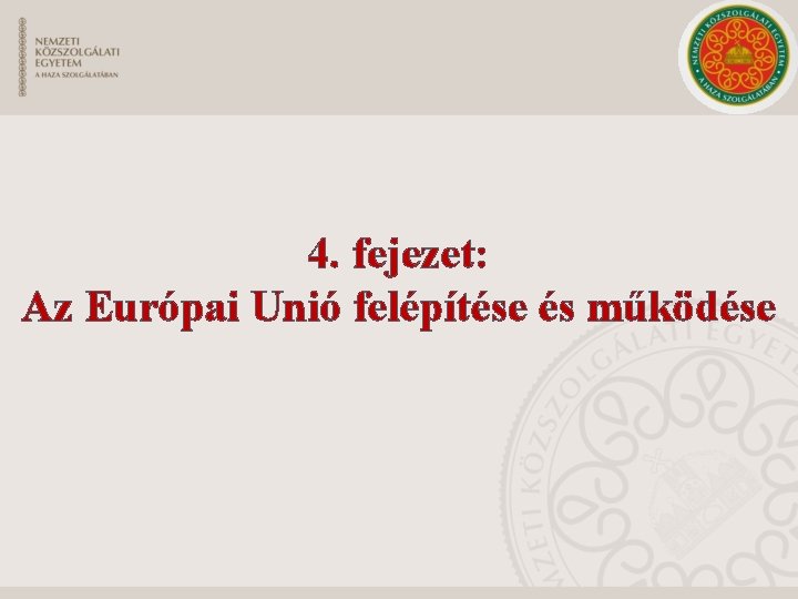 4. fejezet: Az Európai Unió felépítése és működése 