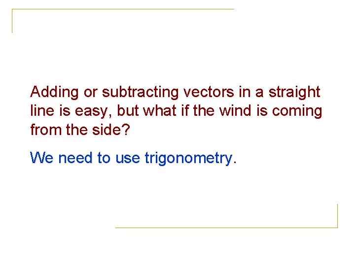 Adding or subtracting vectors in a straight line is easy, but what if the