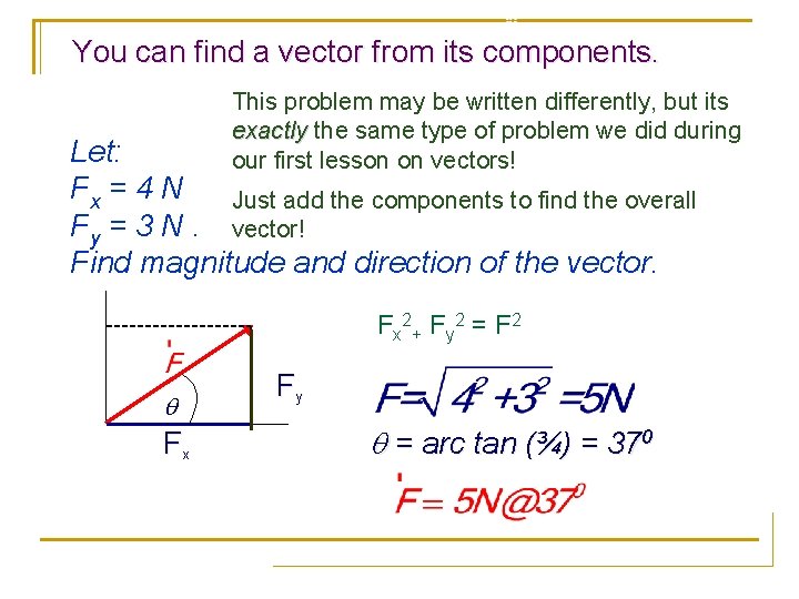 You can find a vector from its components. This problem may be written differently,