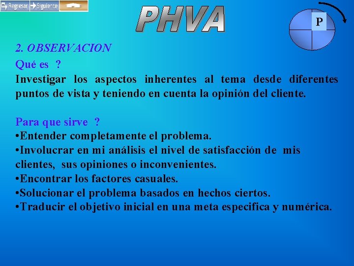 P 2. OBSERVACION Qué es ? Investigar los aspectos inherentes al tema desde diferentes