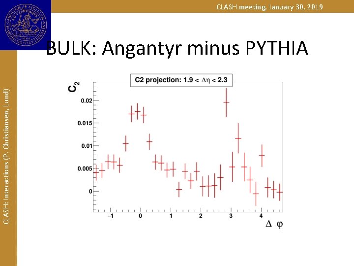 CLASH meeting, January 30, 2019 CLASH: Interactions (P. Christiansen, Lund) BULK: Angantyr minus PYTHIA