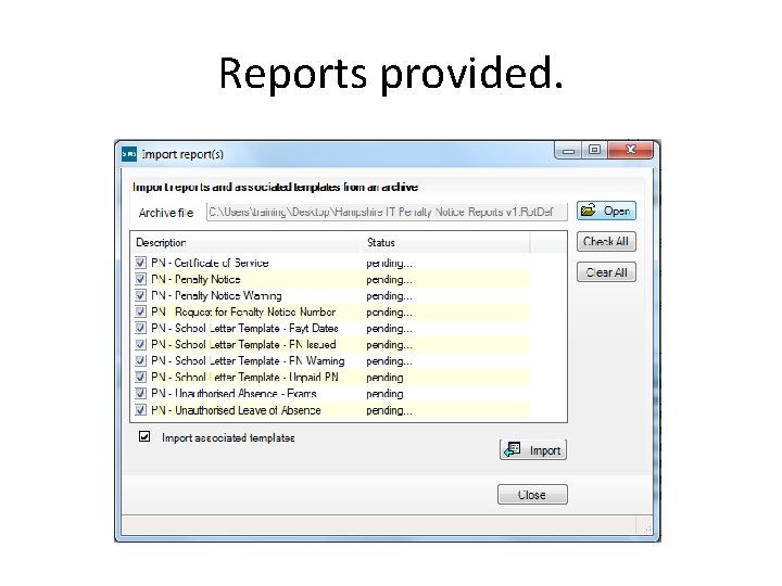 Reports provided. 