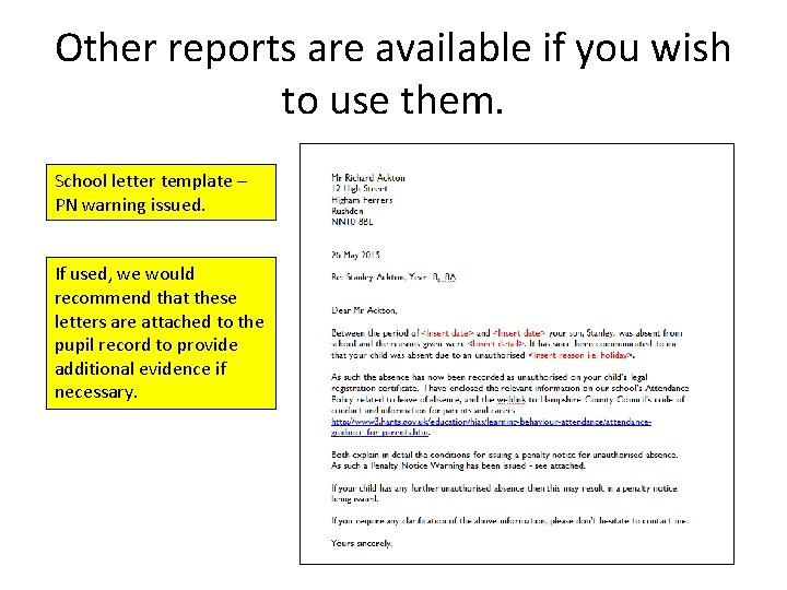 Other reports are available if you wish to use them. School letter template –