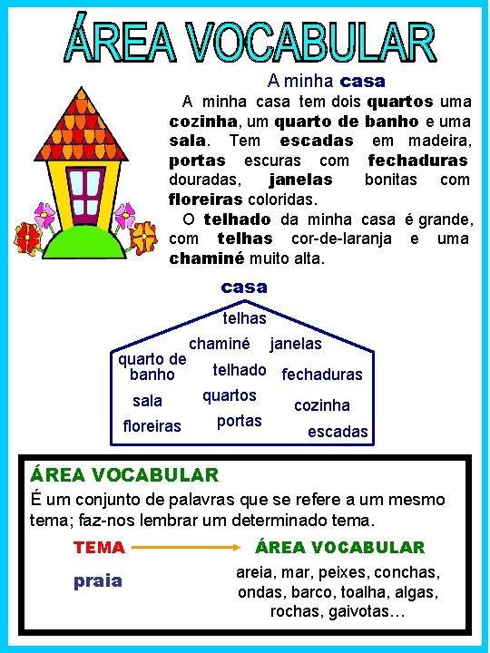 A minha casa tem dois quartos uma cozinha, um quarto de banho e uma